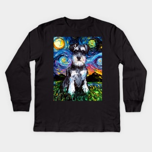 Schnauzer Night Kids Long Sleeve T-Shirt